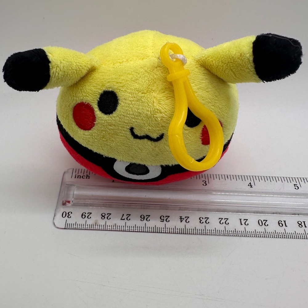 Pokemon Pikachu Plush Ball Clip On Keychain Cute Character Toy Stuffed Gamer - Picture 6 of 7